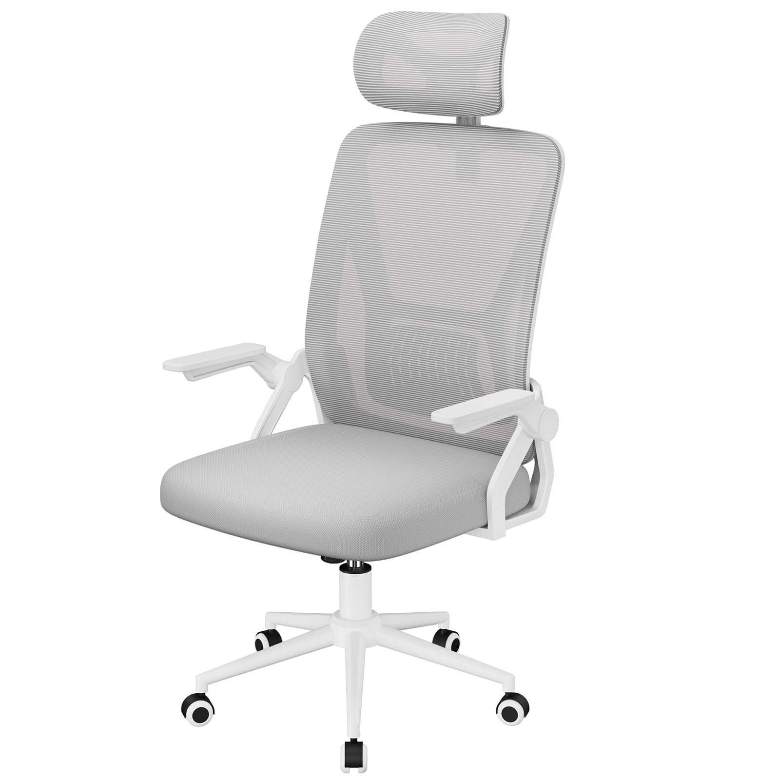 naspaluro Computer Desk Chair, Ergonomic Office Chair with 3D Lumbar Support, Flip-up Armrests Mesh Chair with Metal Claws, Mid-Back Home Office Chair-Black