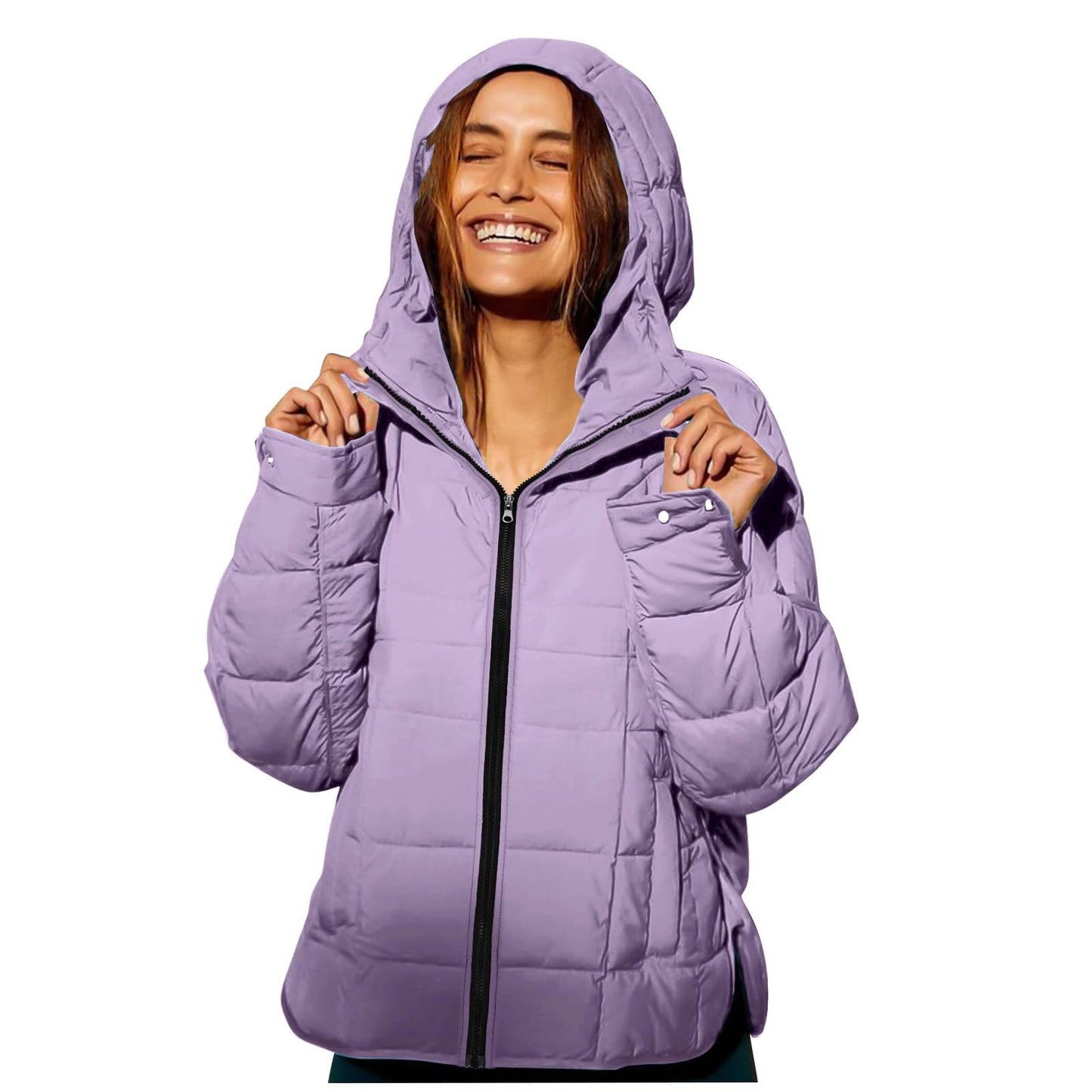 Womens Puffer Pullover Jacket Lightweight Quilted Dolman Hoodies Jackets Quarter Button Full Zip Casual Padded Coats Autumn and Winter Warm Baggy Comfort Outerwear for Hiking Traveling