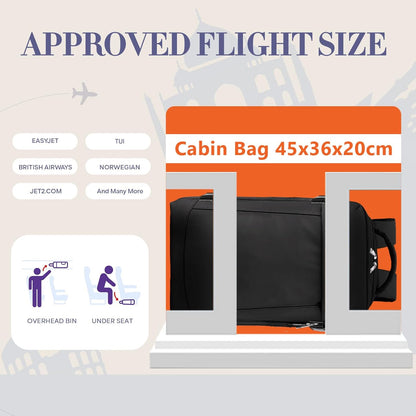 for Ryanair Cabin Bags 40x30x20, for Easyjet Cabin Bag 45x36x20, Underseat Travel Backpack 40x20x25 Cabin Size for Airplane, Carry-ons Hand Luggage Bag 55 x 40 x 20 for Men and Women