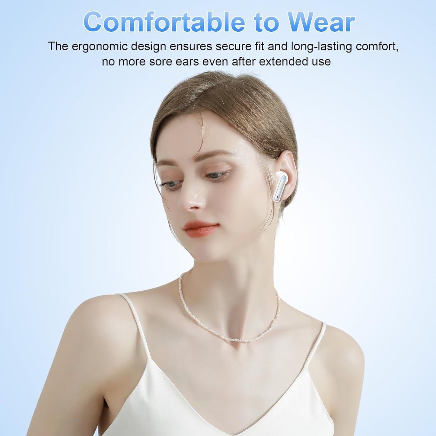 xinwld Wireless Earbuds, Bluetooth 5.3 Headphones In Ear, 4 ENC Noise Cancelling Mic Wireless Earphones, IP7 Waterproof Headphones with 40H Playtime, Mini Ultra Light, Silver