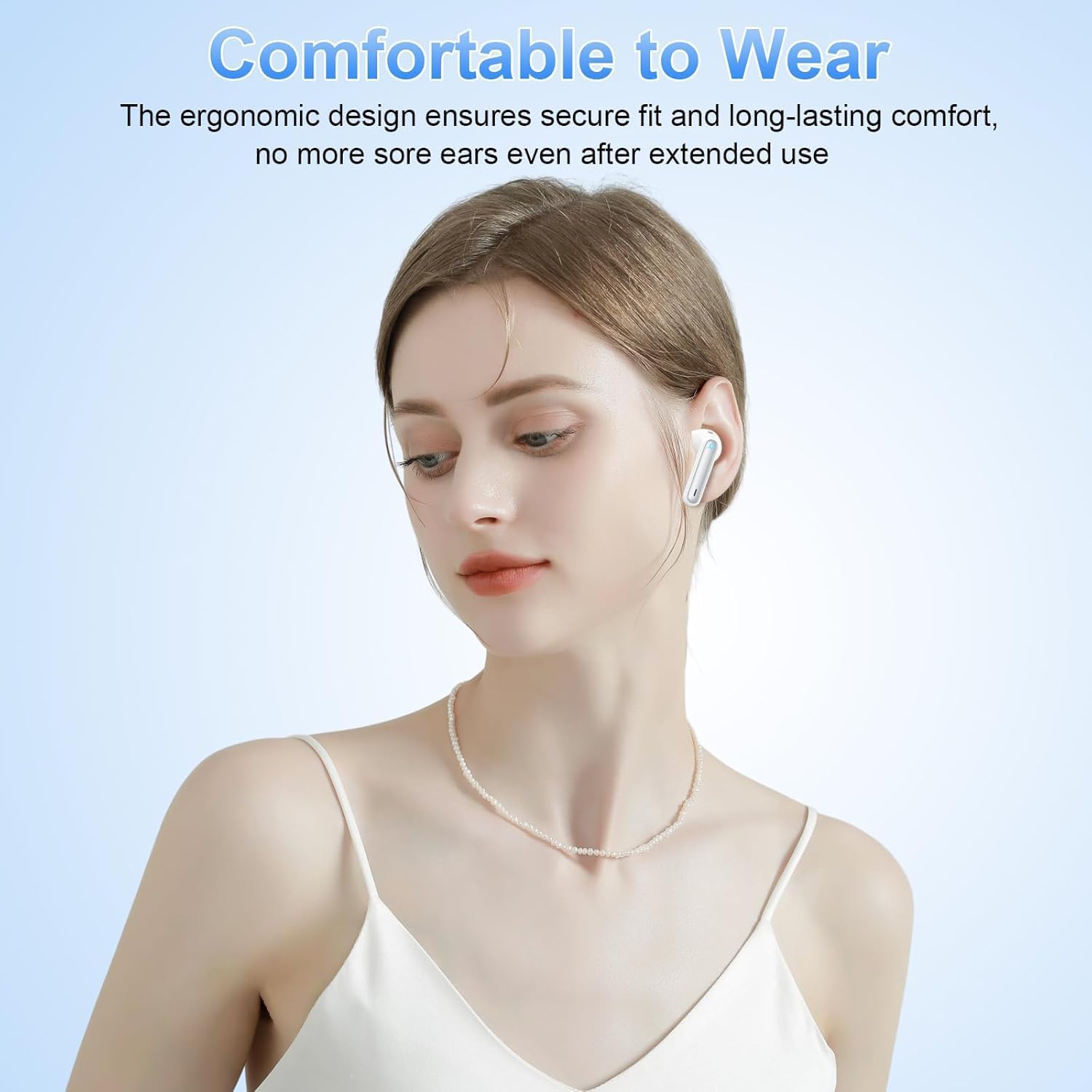 xinwld Wireless Earbuds, Bluetooth 5.3 Headphones In Ear, 4 ENC Noise Cancelling Mic Wireless Earphones, IP7 Waterproof Headphones with 40H Playtime, Mini Ultra Light, Silver