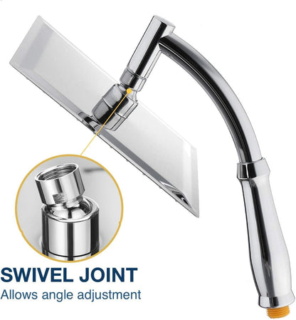 Square Rainfall Shower Head with Extension Arm - High Pressure Rain Shower Heads and Handheld Shower Arm - 8 inch Large Waterfall Chrome Showerhead, Silver
