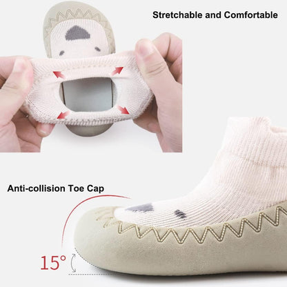 Toddler Sock Shoes Cute Baby First Walking Shoes Soft Sole with Grips for Boys Girls