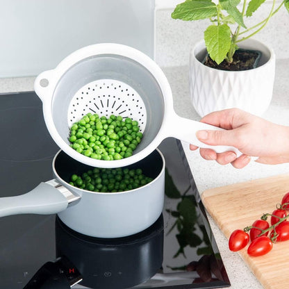 Addis 517522 "Pop & Store Collapsible Food Colander with Handle, White and Grey, 34 x 20 x 3 cm