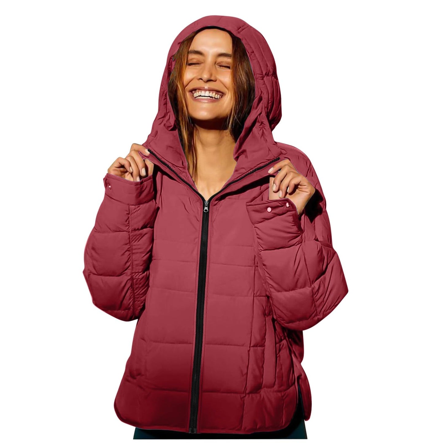 Womens Puffer Pullover Jacket Lightweight Quilted Dolman Hoodies Jackets Quarter Button Full Zip Casual Padded Coats Autumn and Winter Warm Baggy Comfort Outerwear for Hiking Traveling