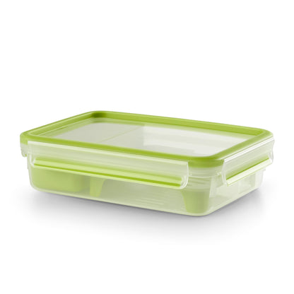 Tefal Master Seal To Go Salad Bowl, Round Food Storage, Clear, Green, 1 l