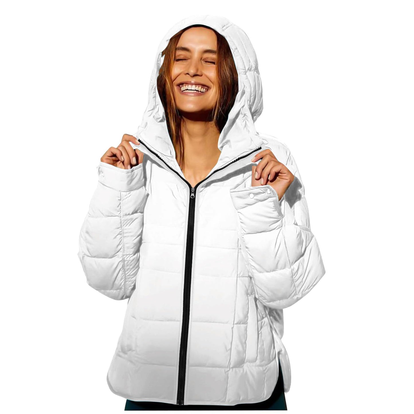 Womens Puffer Pullover Jacket Lightweight Quilted Dolman Hoodies Jackets Quarter Button Full Zip Casual Padded Coats Autumn and Winter Warm Baggy Comfort Outerwear for Hiking Traveling