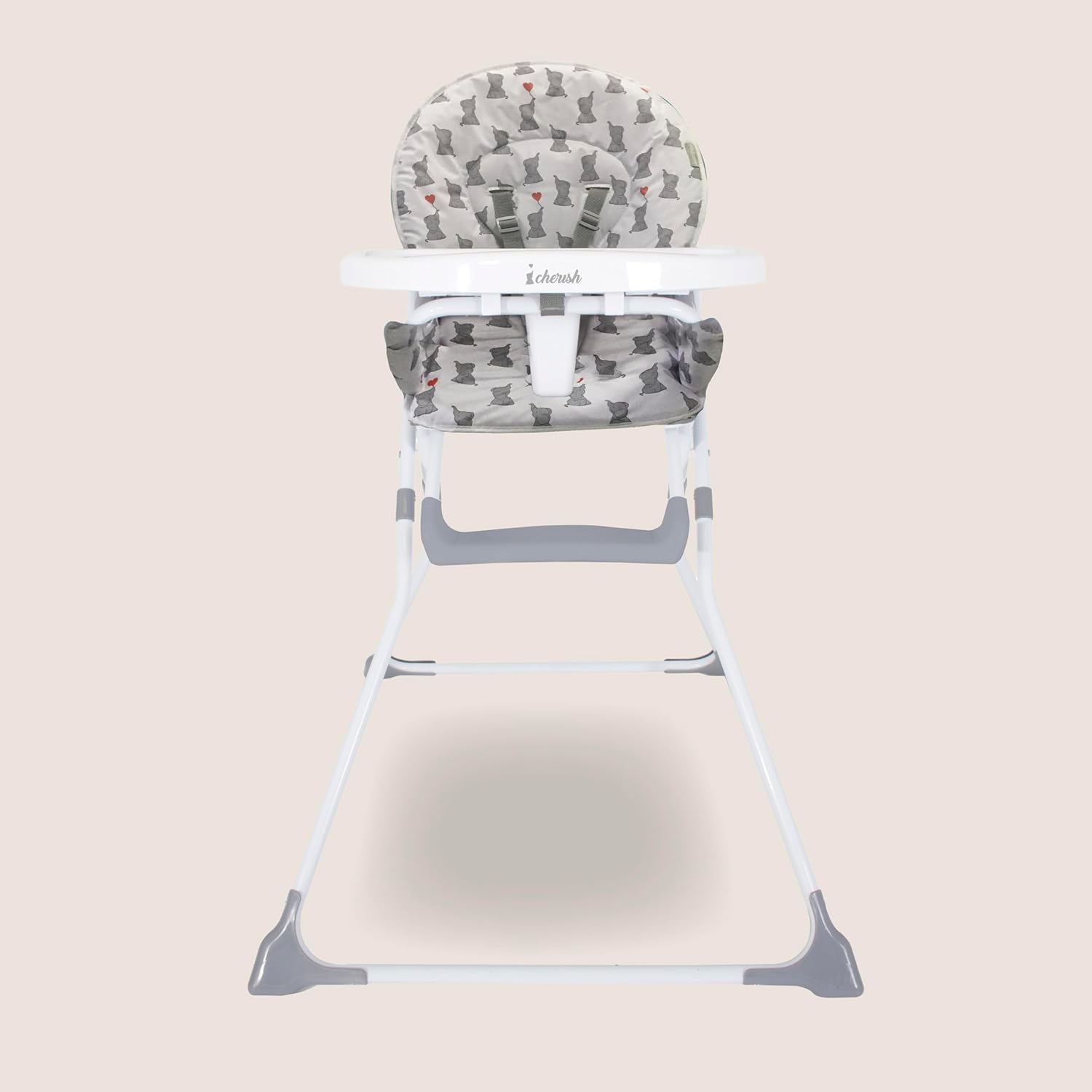 My Babiie MBHC1 Compact Highchair – Ultra Lightweight (5kg), Foldable, Easy Clean, Padded Seat, Footrest, Tray Cup Holder, for Toddler, from 6 Months to 3 Years (15kg) – Elephants