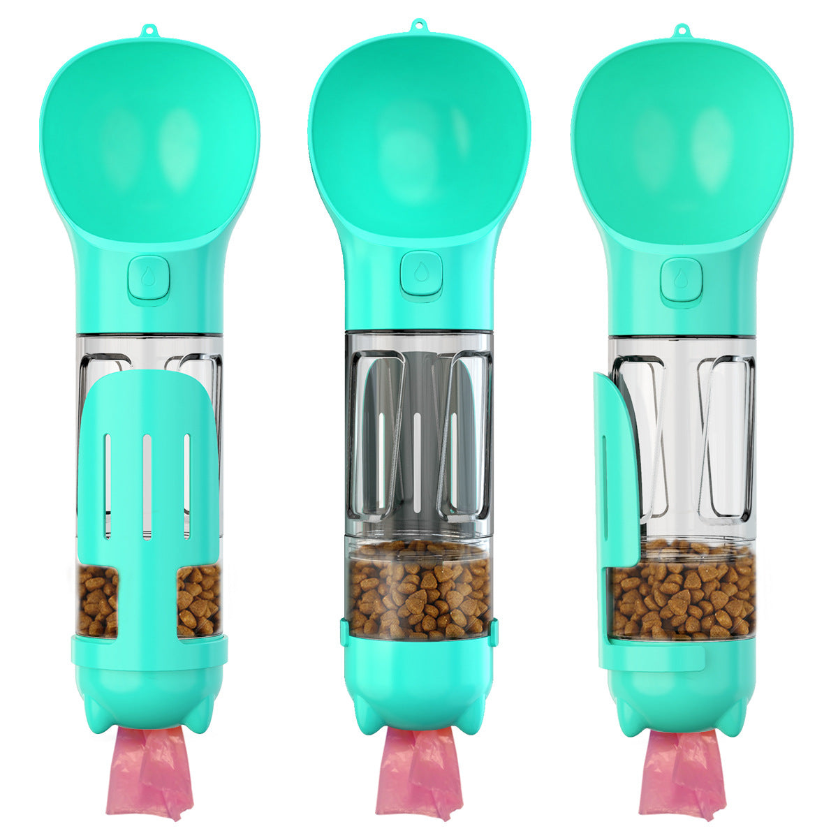 300-500ml Portable Multifunction Dog Water Bottle Food Feeder For Big Dogs 3 In 1 Poop Dispenser Puppy Pet Travel Drinking Bowls