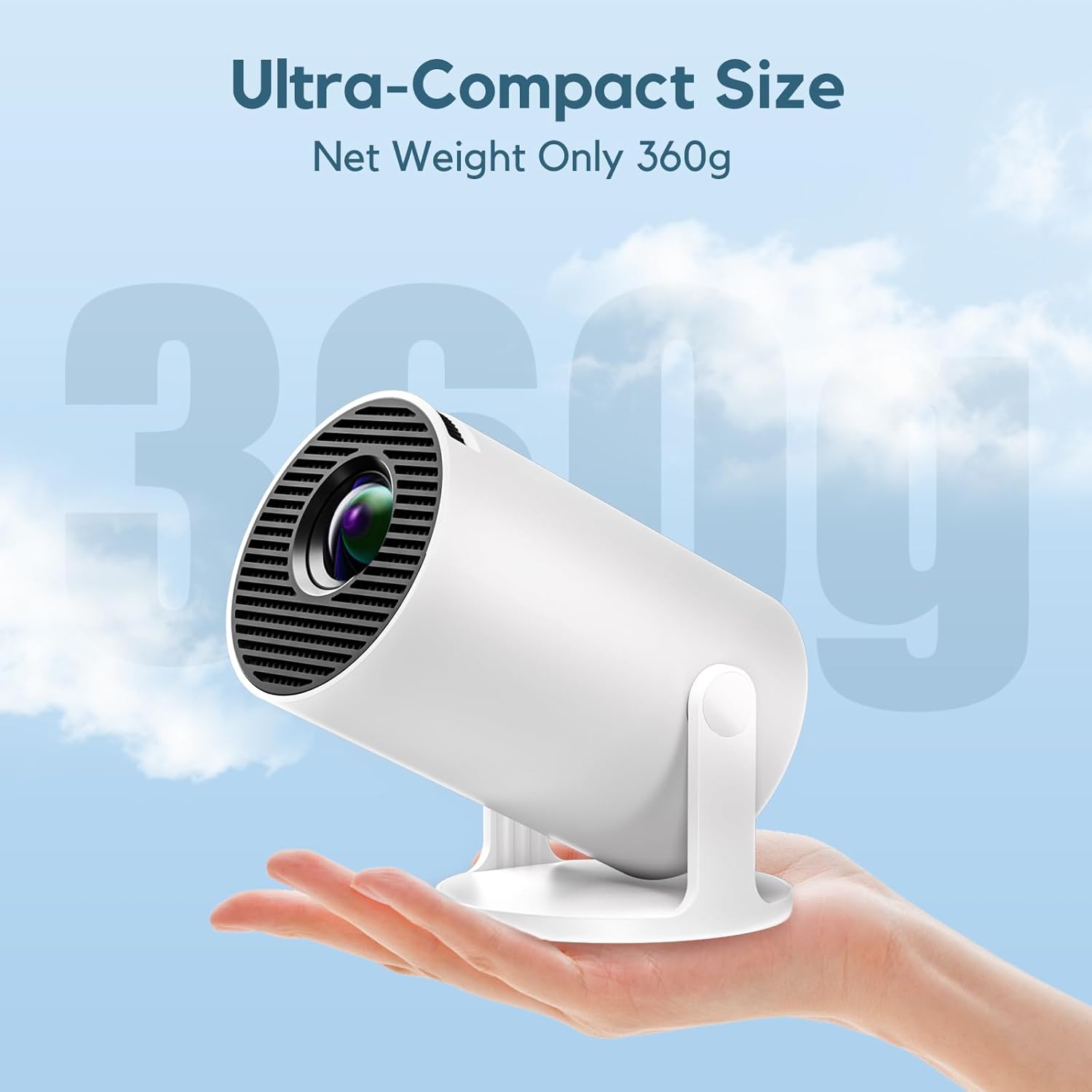 Mini Projector [Built-in Apps] AKIYO O2 2025 Upgraded 18000 Lumen Projector with WiFi6 & BT5.4, Portable Projectors 1080P Supported, Auto Keystone, 180° Rotation Compatible with HDMI/USB/Laptop/Switch