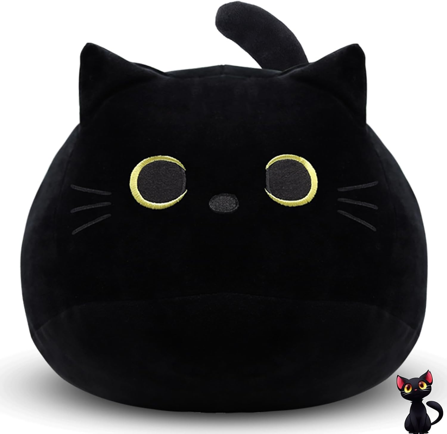 30CM Black Cat Plush Pillow,Black Cat Stuffed Animals,Cute Kitten Plushie for Boys Girls,Kawaii Kitten Plush for Boys Girls Kids