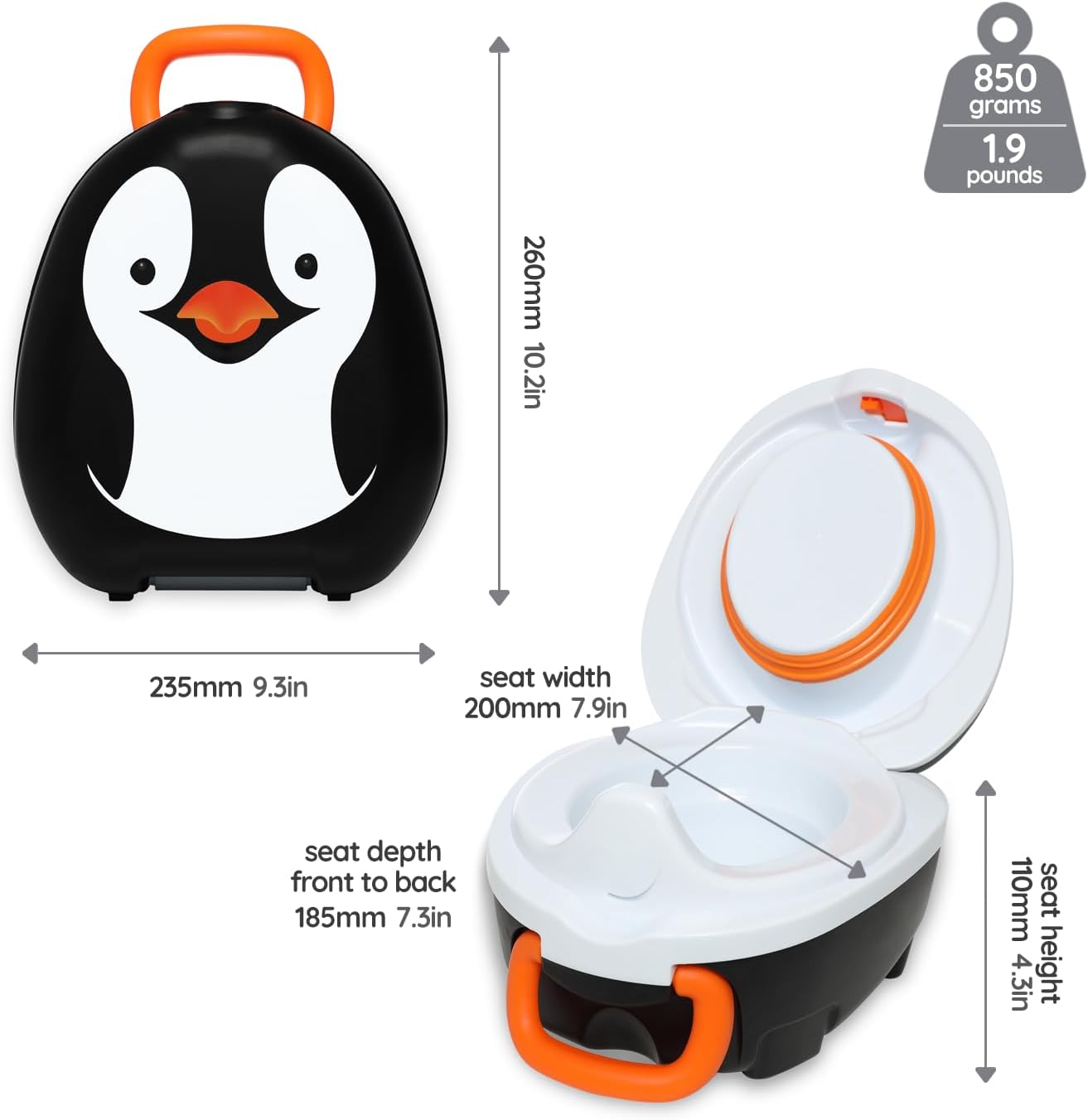 My Carry Potty - Penguin Travel Potty, Award-Winning Portable Toddler Toilet Seat for Kids to Take Everywhere