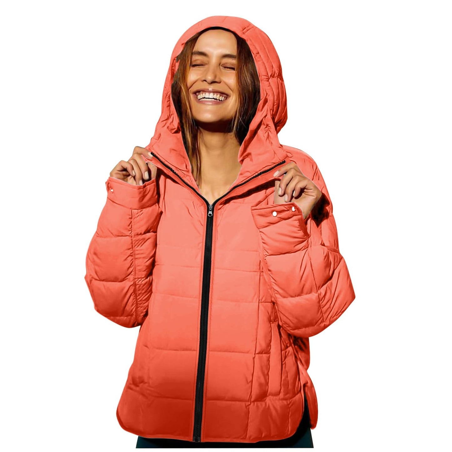 Womens Puffer Pullover Jacket Lightweight Quilted Dolman Hoodies Jackets Quarter Button Full Zip Casual Padded Coats Autumn and Winter Warm Baggy Comfort Outerwear for Hiking Traveling