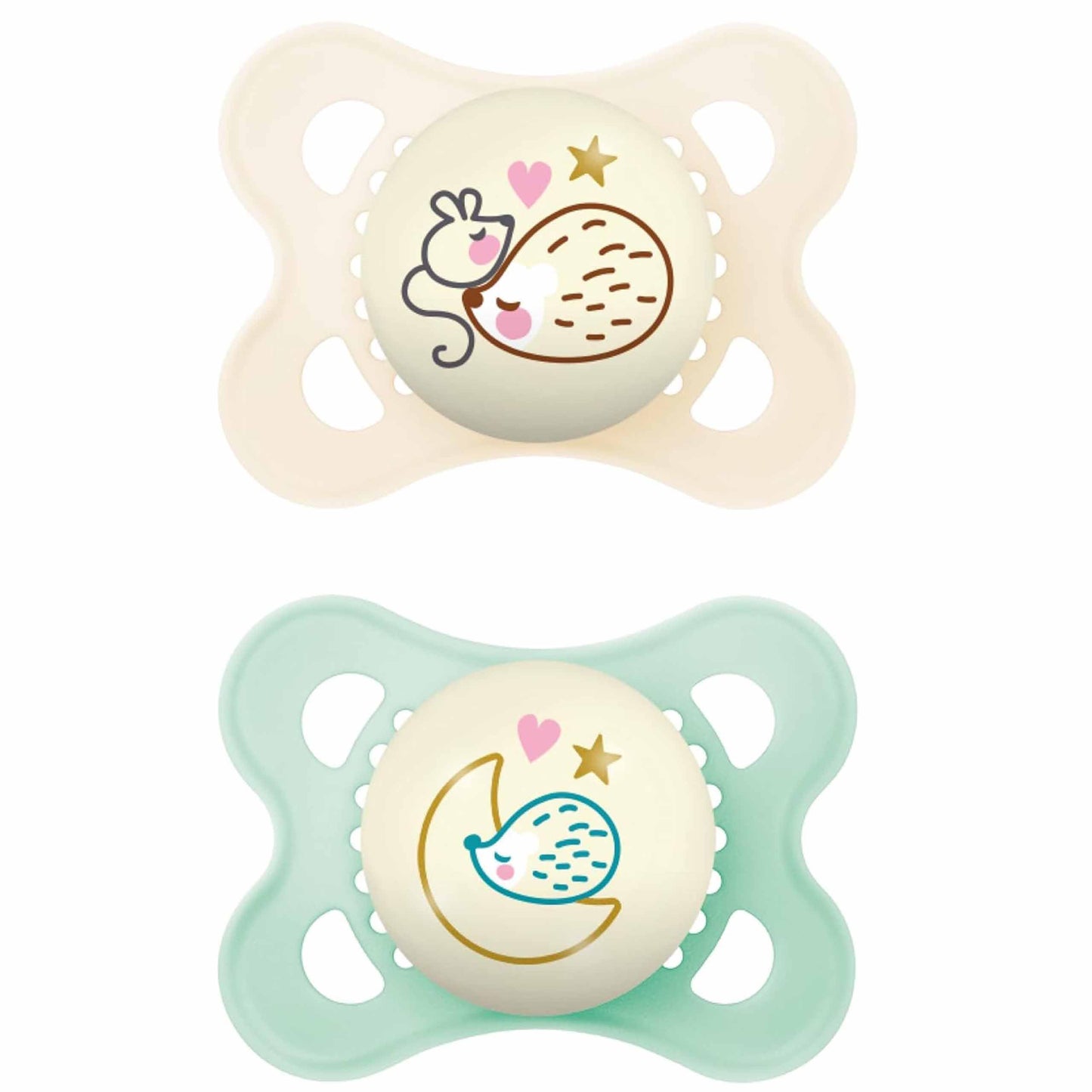 MAM Original Soothers | 0-6 Months | 2 Pack | Comes in Dummy Steriliser Case | Sustainable Materials | Baby Accessories for Newborn | Blue/Cream (Various Designs)