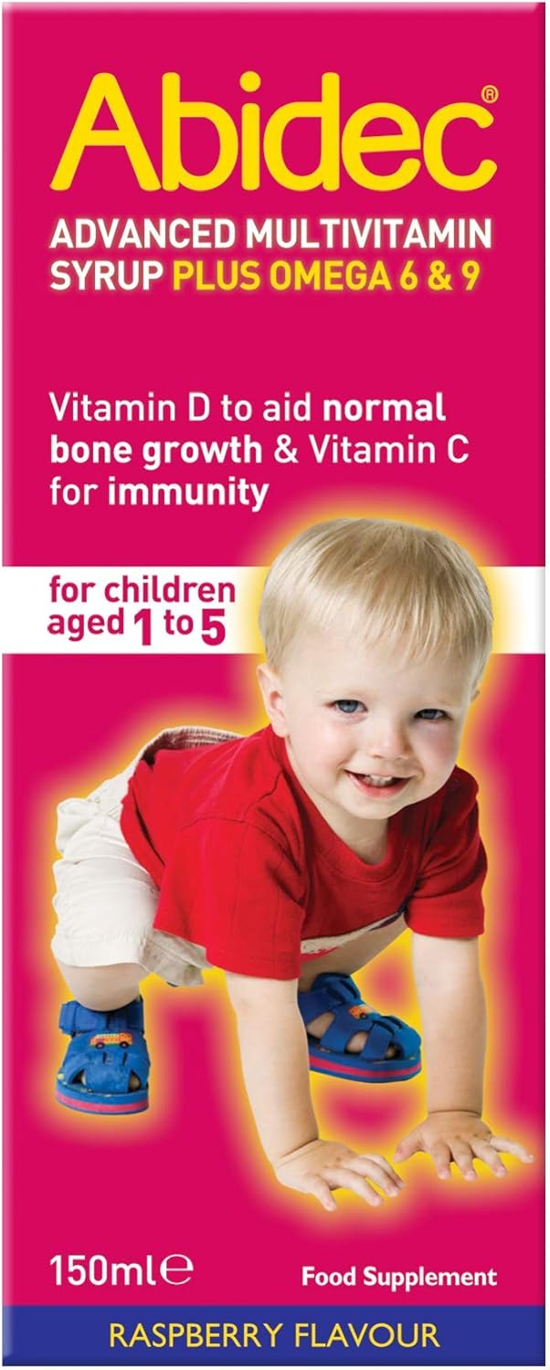 Abidec Kid Multivitamin Syrup – has Vitamin D for Normal Growth and Development of Bones in Children - Blend of 12 Essential Vitamins – Contains Omega 6 & 9 - Suitable for Kids Aged 1-5 - 150ml