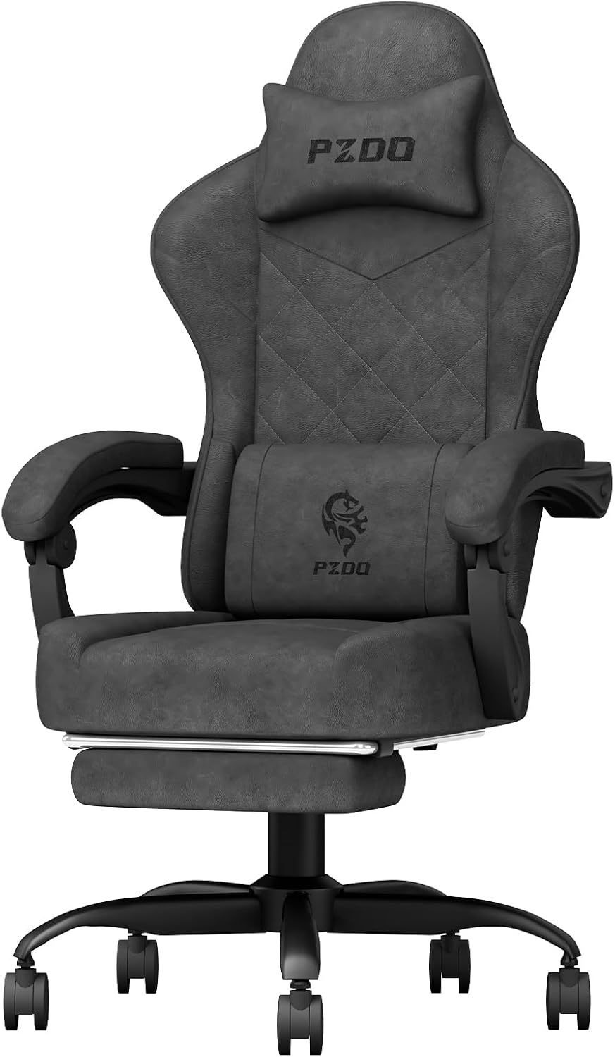 Gaming Chair, Gaming Chairs for Adults, Ergonomic Computer Chair with Footrest, Reclining Pc Gamer Chairs with Headrest and Lumbar Support, Technical Fabric, Black, 350LBS