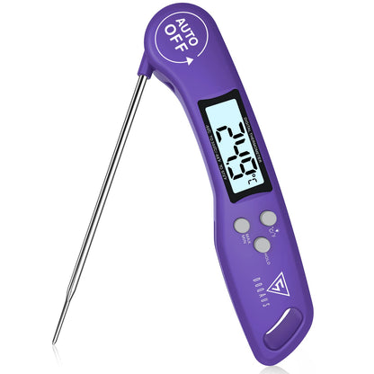 DOQAUS Food Thermometer, Instant Read Meat Thermometers, Digital Cooking Thermometer, Backlight LCD Screen Foldable Long Probe, Auto On/Off, Perfect for Kitchen Cooking, BBQ, Water,Meat, Milk(Orange)