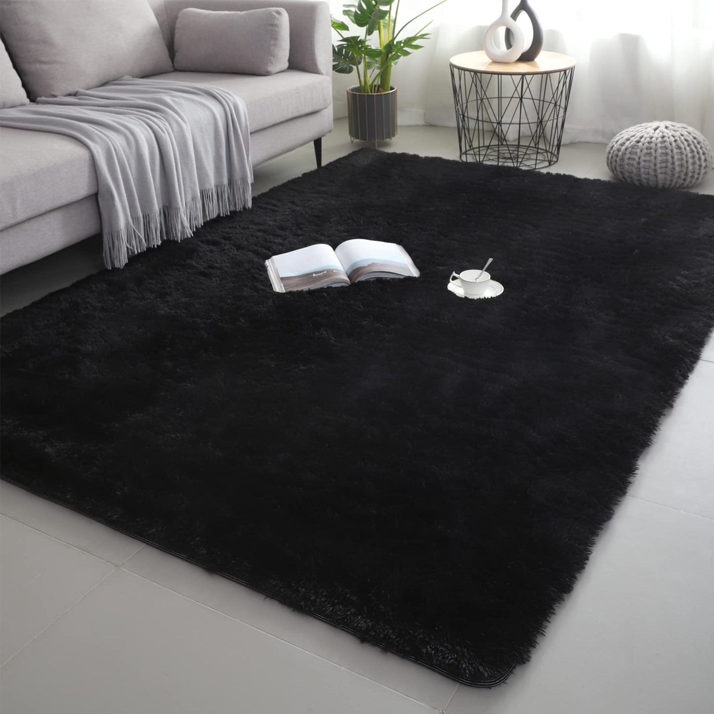 Rugs Living Room Large Rugs Bedroom Anti Skid Rug Shaggy Soft Rug for Living Room Bedroom Play Area Kids Room Luxury Decorative (Dark Grey, 180x270cm)