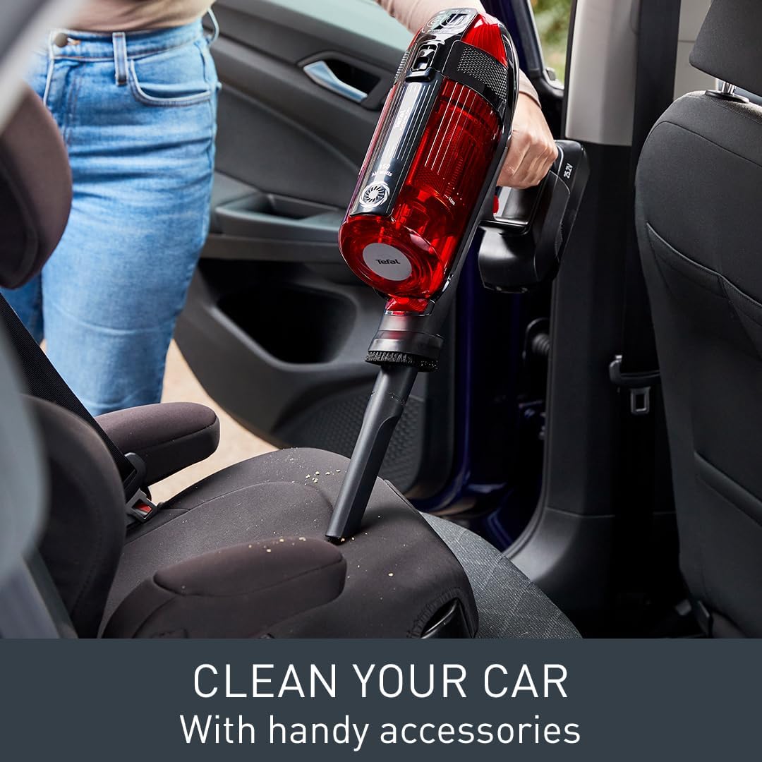 Tefal Cordless Stick Vacuum Cleaner X-Force 12.60 – 45 min Runtime, Handheld & Flexible Vacuum Cleaner, Car Tool, Red, TY98A1GO