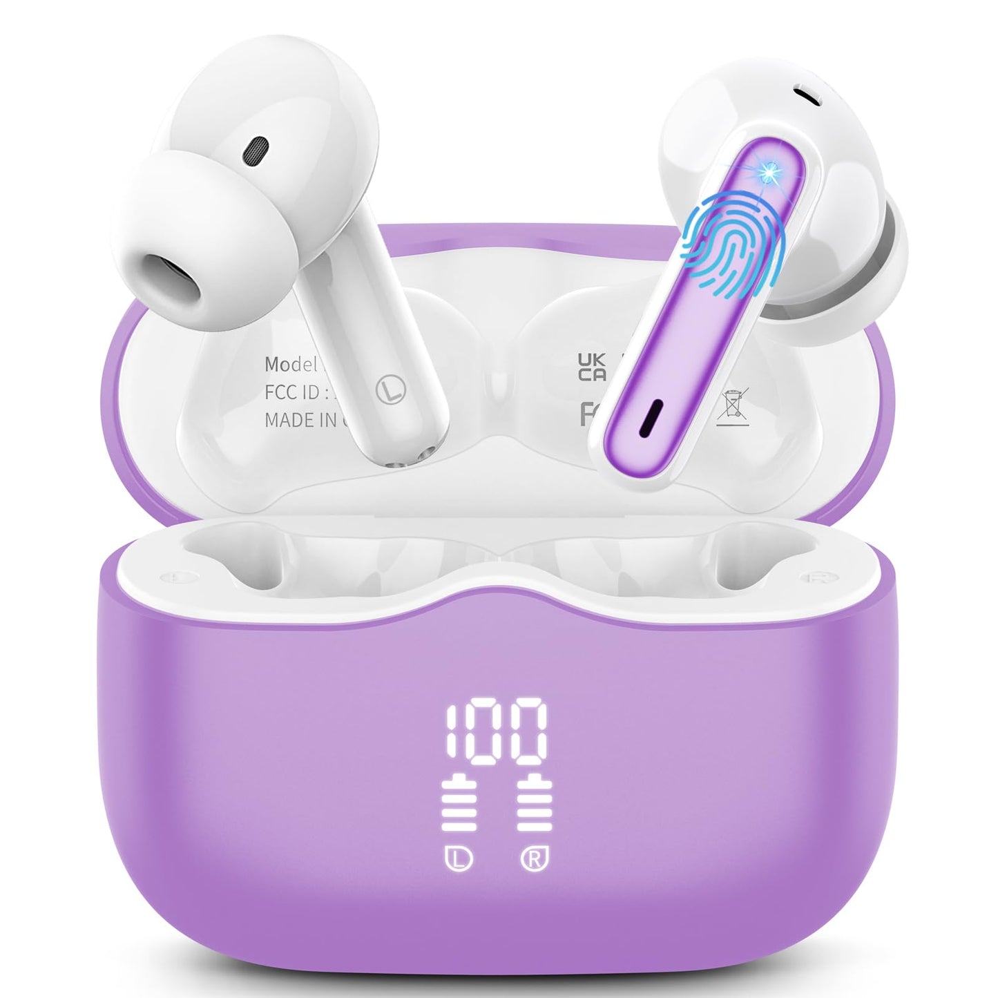 Wireless Earbuds, Bluetooth 5.3 Headphones in Ear with HiFi Stereo Deep Bass, 4 ENC Noise Cancelling Mic Wireless Earphones 40H Playtime, Bluetooth Earbuds Dual LED Display, IP7 Waterproof, Blue