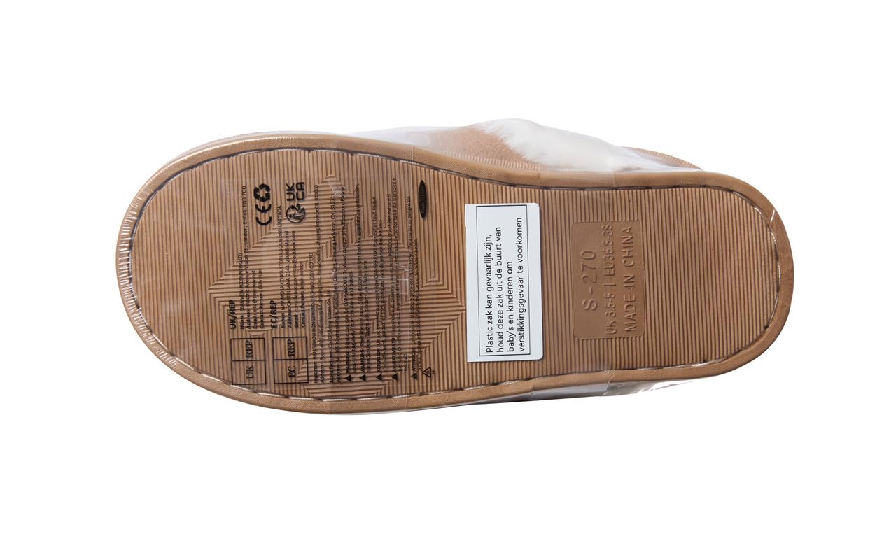 Womens Slipper Memory Foam Fluffy Slip-on House Suede Fur Lined/Anti-Skid Sole, Indoor & Outdoor