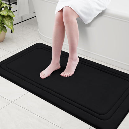 smiry Memory Foam Bath Mat - 40 x 60cm, Non-Slip, Super Absorbent, Comfortable - Machine-Washable Floor Rug, Dark Grey
