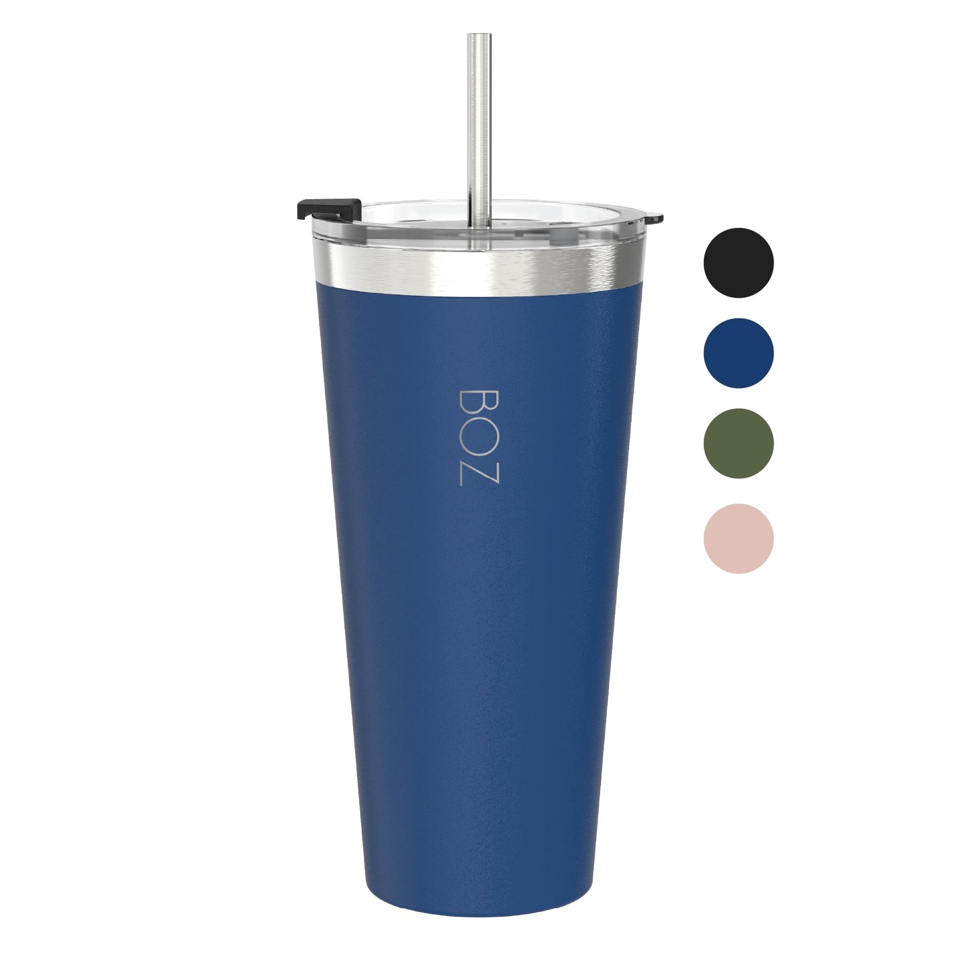 BOZ Tumbler - Tumbler with Lid and Straw - Insulated Tumbler Cup - Cups with Lid and Straw - Stainless Steel - Thermal Cup Perfect for Hot and Cold Drinks - BPA Free (650 ml / 22oz, Pink)