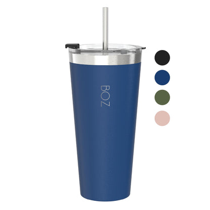 BOZ Tumbler - Tumbler with Lid and Straw - Insulated Tumbler Cup - Cups with Lid and Straw - Stainless Steel - Thermal Cup Perfect for Hot and Cold Drinks - BPA Free (650 ml / 22oz, Pink)