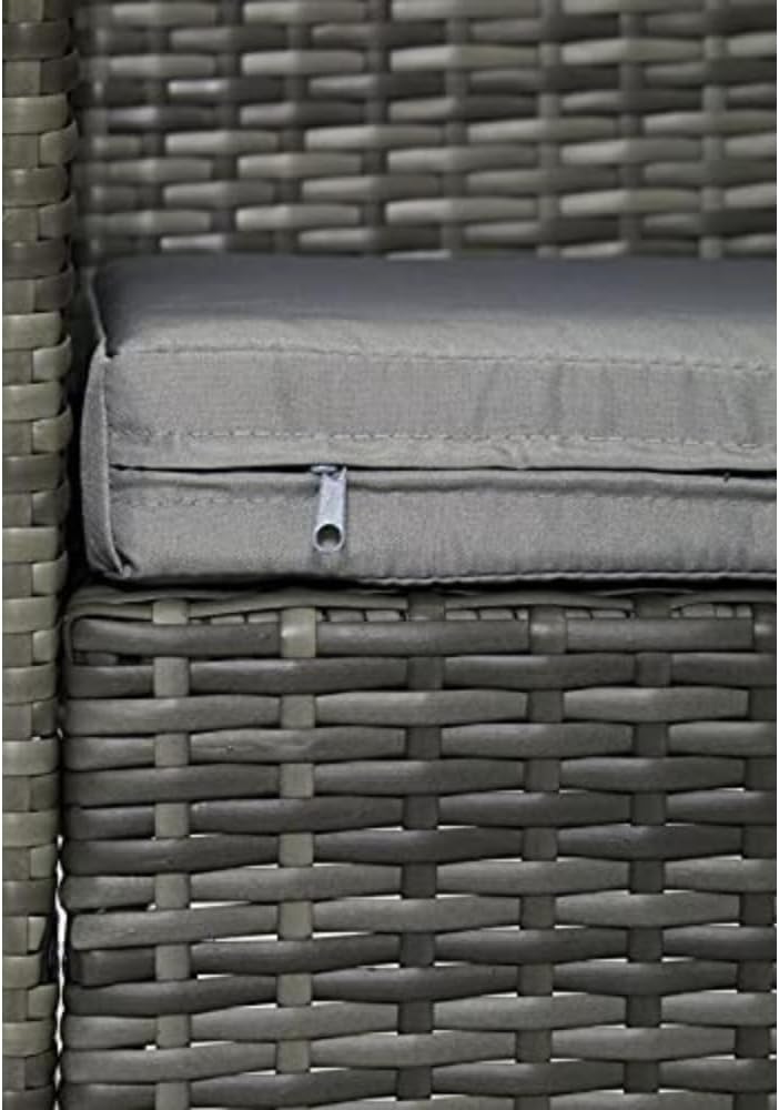 Grey Rattan Garden Furniture Set Patio Conservatory Balcony Indoor Outdoor 4 Seater Piece Glass Top Coffee Table Modular Sofa Loveseat with Cushions