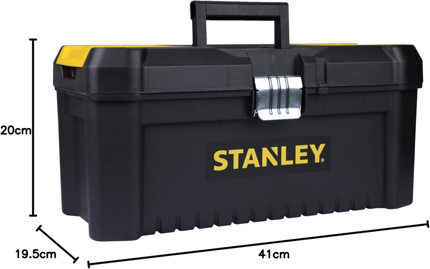 STANLEY Essential Tool Box (16in), Durable Storage Solution with Removable Tote Tray and Organisers, for Parts and Tools Storage, STST1-75518