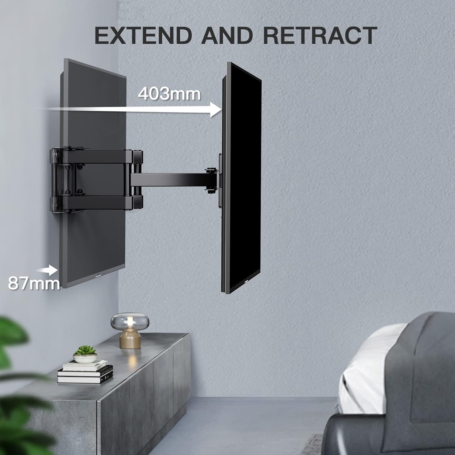 TV Wall Bracket, Swivel Tilt Wall Mount for 26-70 Inch Flat & Curved TVs up to 45kg, TV Bracket Max. VESA 400x400mm