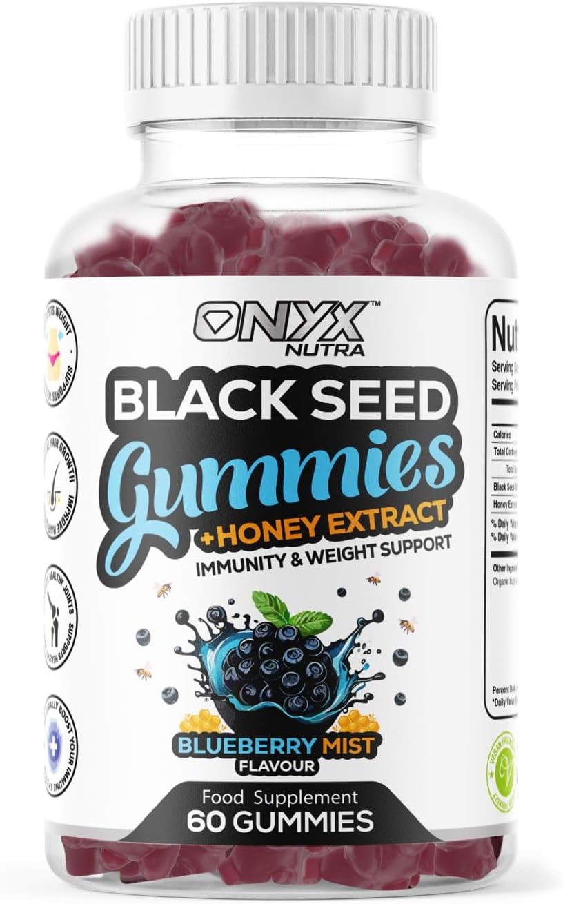 Black Seed Oil Gummies 2000mg with Honey Extract – Halal, Immunity & Weight Support, Hair Growth & Joint Support, Vegan & Vegetarian – 60 Gummies (30 Servings)