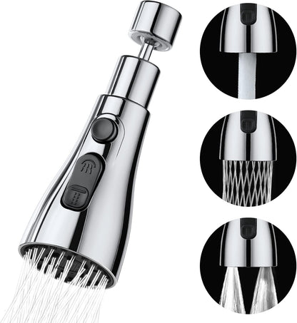 OSDUE Kitchen Tap Spray Head, 360° Swivel Spout, FM22 M24 Kitchen Sink Tap, Tap Faucet Attachment Spray with 3 Modes, Replacement Tap Bubbler Head Aerator,Tap Adapter Accessories,G1/2