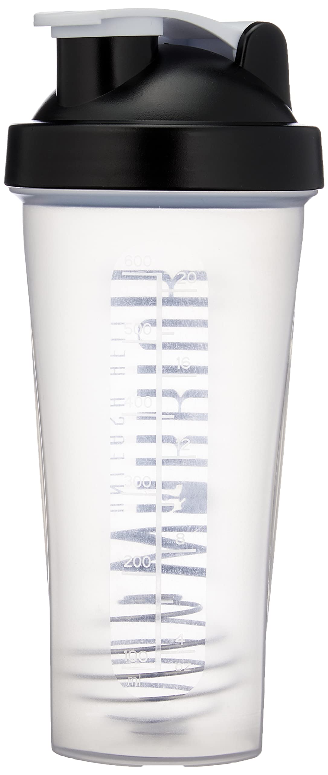 Warrior Protein Shaker Bottle, Includes Wire Mixball Blender – 600ml – Perfect for Mixing Powdered Shakes, Clear, BPA Free, Dishwasher Safe