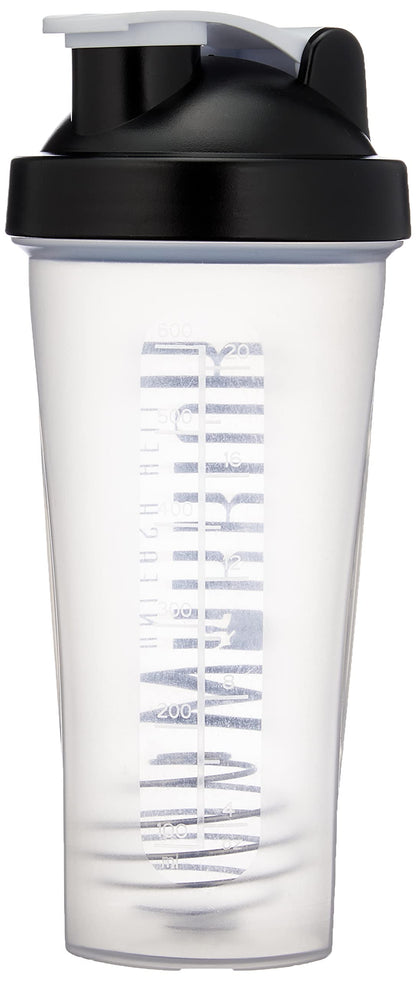 Warrior Protein Shaker Bottle, Includes Wire Mixball Blender – 600ml – Perfect for Mixing Powdered Shakes, Clear, BPA Free, Dishwasher Safe