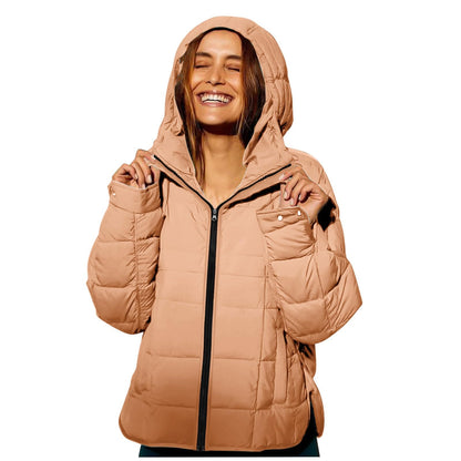 Womens Puffer Pullover Jacket Lightweight Quilted Dolman Hoodies Jackets Quarter Button Full Zip Casual Padded Coats Autumn and Winter Warm Baggy Comfort Outerwear for Hiking Traveling