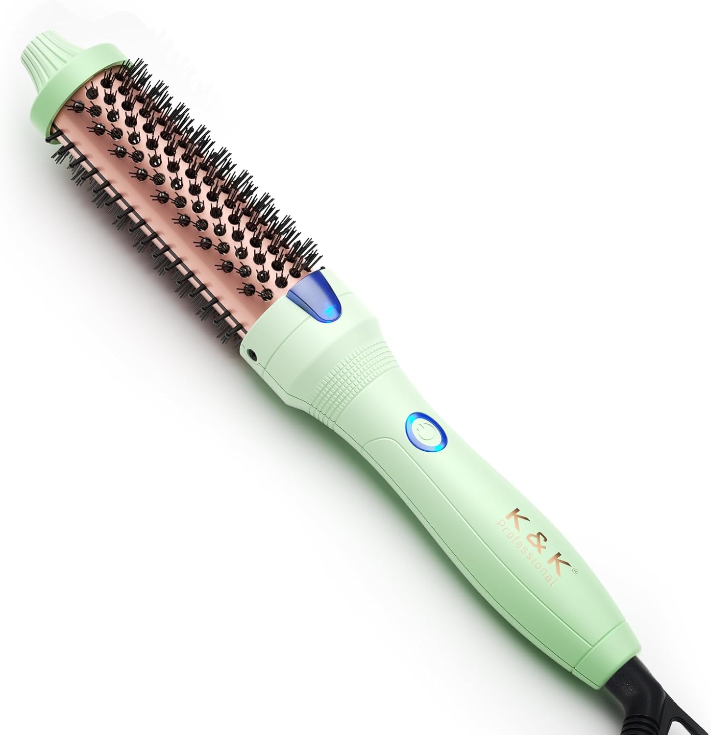 K&K Curling Iron with Tourmaline Ceramic Barrel, 32 mm Heated Round Brush, Professional 1.25 Inch Hair Curler up to 180°C Dual Voltage for Traveling, Hair Waving Style Tool, Ionic Thermal Brush