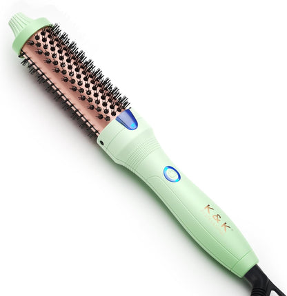 K&K Curling Iron with Tourmaline Ceramic Barrel, 32 mm Heated Round Brush, Professional 1.25 Inch Hair Curler up to 180°C Dual Voltage for Traveling, Hair Waving Style Tool, Ionic Thermal Brush