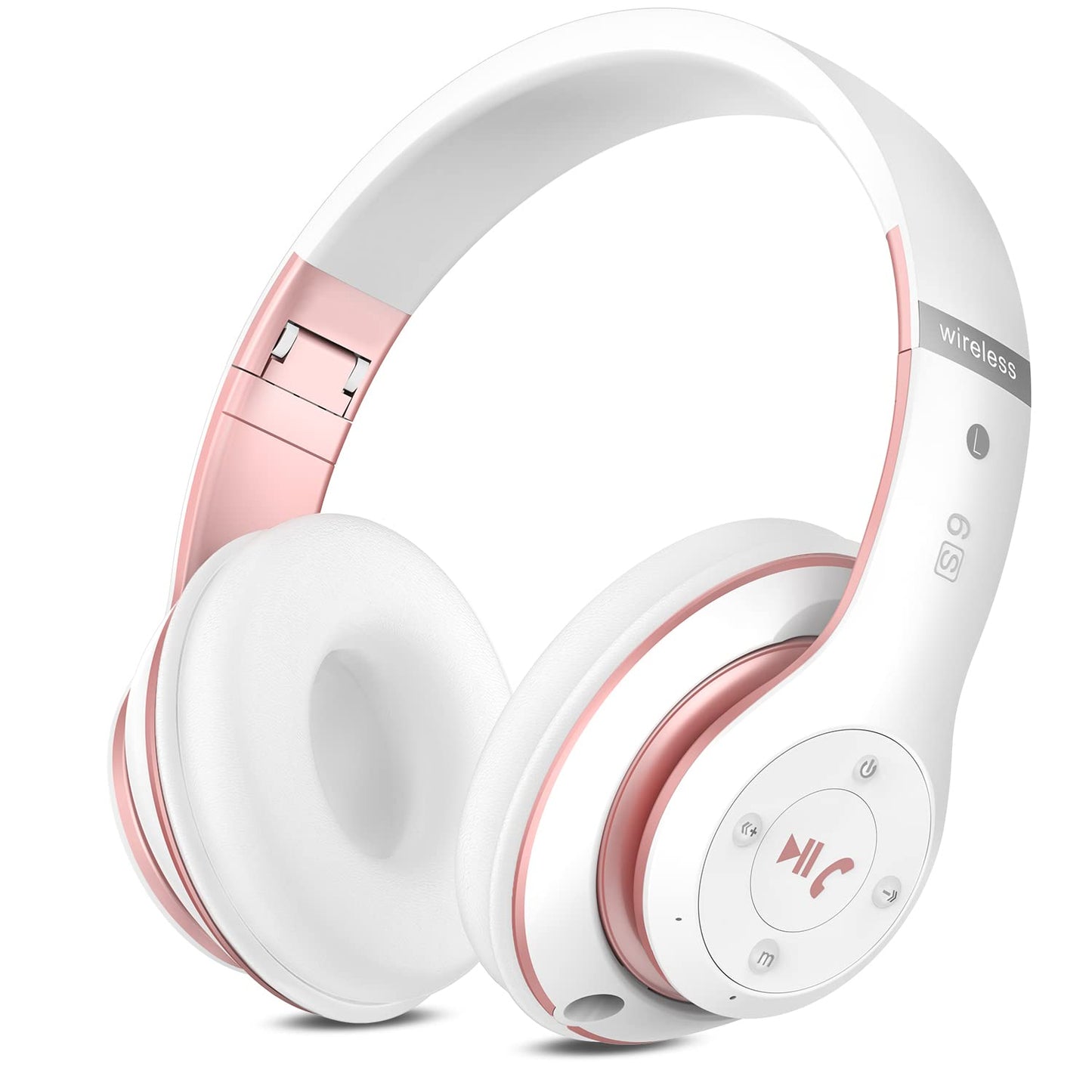 Bluetooth Headphones Over Ear, 6 EQ Modes Wireless Headphones Over Ear,65 Hours Playtime Foldable Lightweight Wireless Headphones,with Built-in HD Mic, FM, SD/TF for PC/Home（Black & Gold）