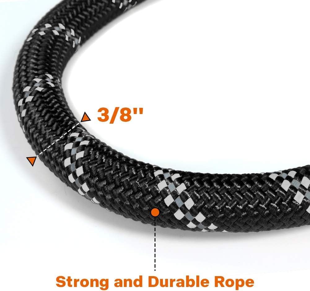 Taglory Rope Dog Lead with Soft Padded Handle, 1.2 m Reflective Lead and Multi-Colour for Small Dogs, 1.0 cm, Black
