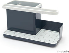 simplywire – Sink Tidy/Caddy – Kitchen Sink Organiser – Removable Drip Tray – Non-Slip - Grey & White