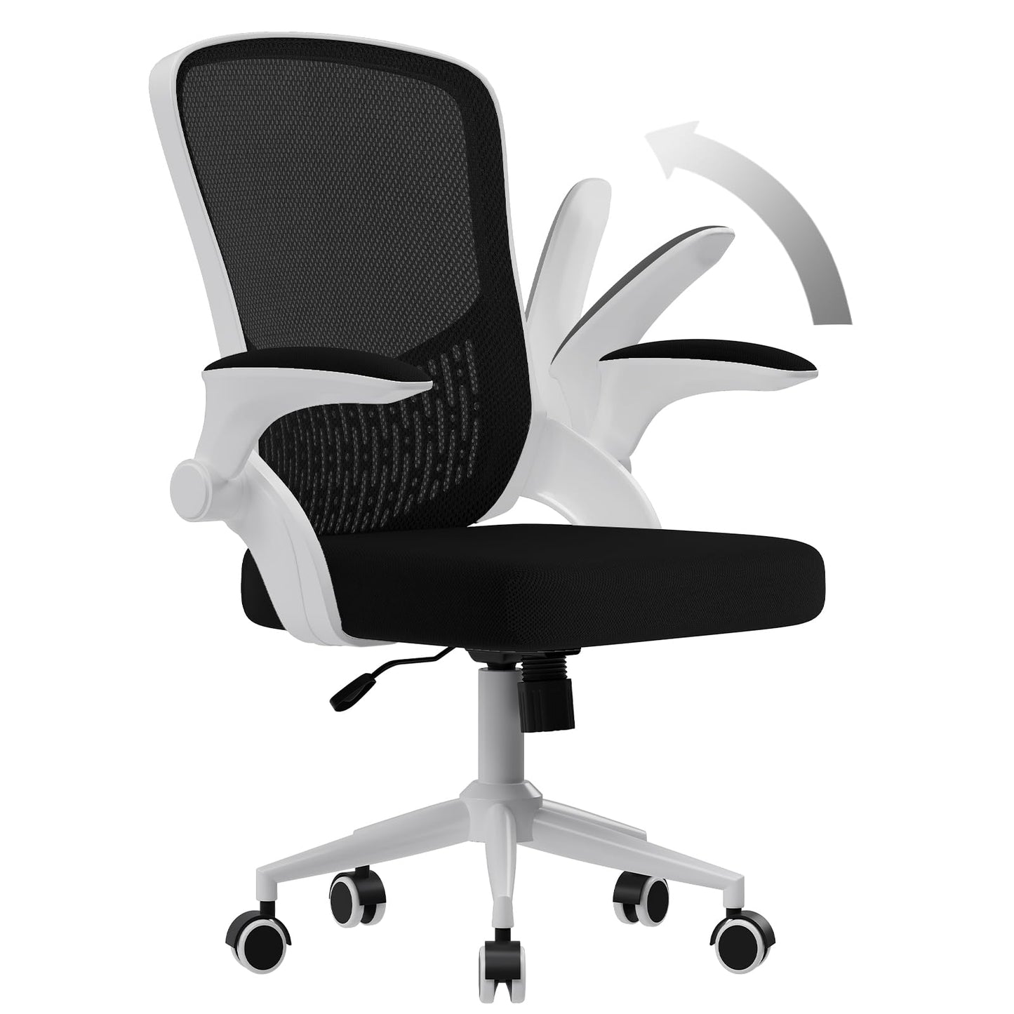 naspaluro Computer Desk Chair, Ergonomic Office Chair with 3D Lumbar Support, Flip-up Armrests Mesh Chair with Metal Claws, Mid-Back Home Office Chair-Black