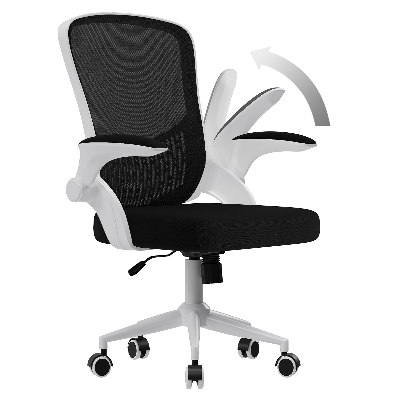 naspaluro Computer Desk Chair, Ergonomic Office Chair with 3D Lumbar Support, Flip-up Armrests Mesh Chair with Metal Claws, Mid-Back Home Office Chair-Black