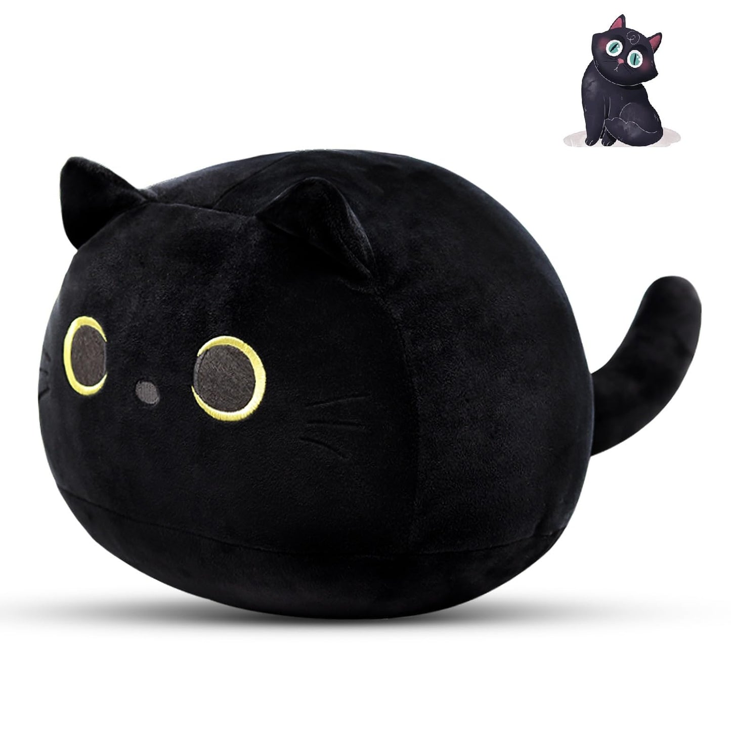 30CM Black Cat Plush Pillow,Black Cat Stuffed Animals,Cute Kitten Plushie for Boys Girls,Kawaii Kitten Plush for Boys Girls Kids
