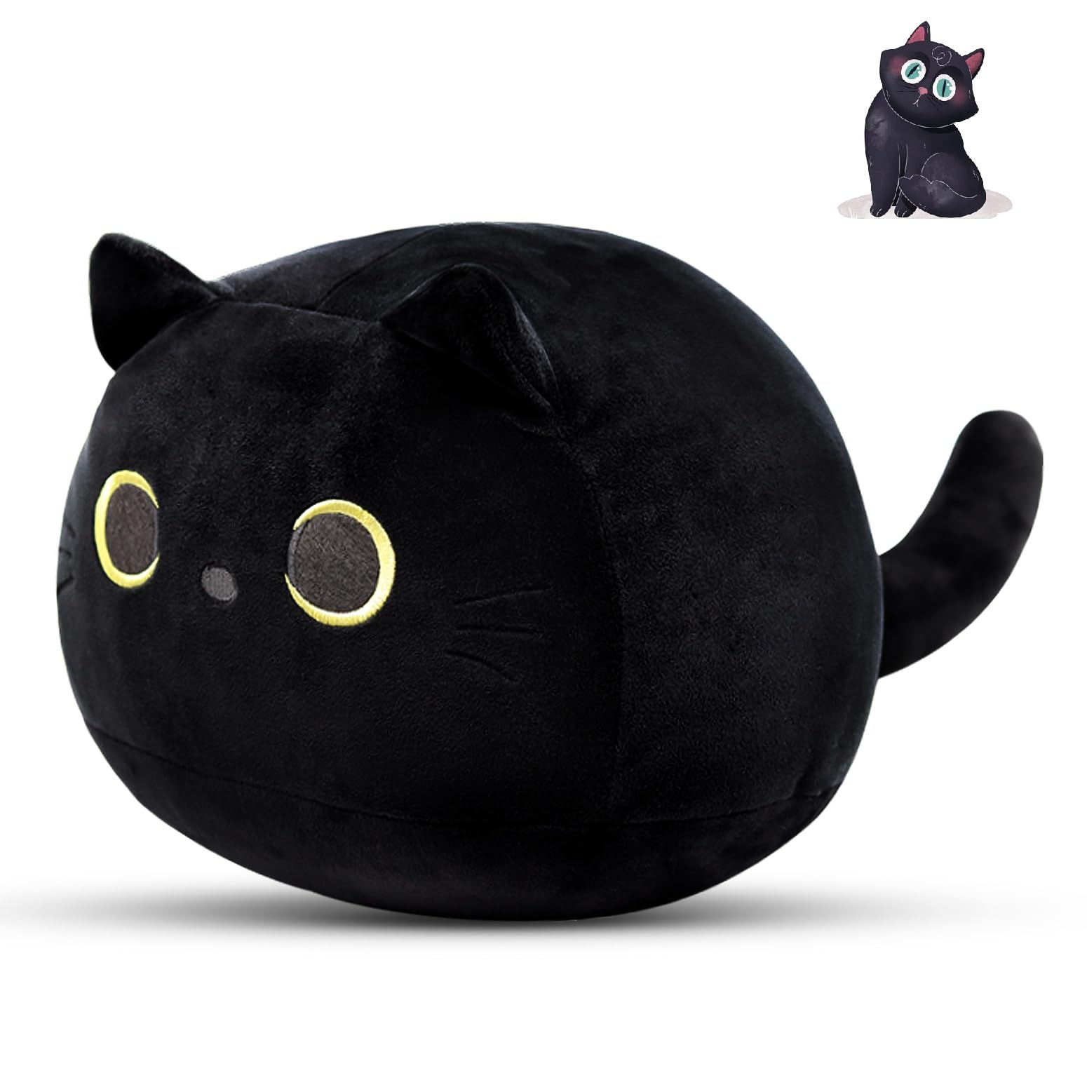 30CM Black Cat Plush Pillow,Black Cat Stuffed Animals,Cute Kitten Plushie for Boys Girls,Kawaii Kitten Plush for Boys Girls Kids