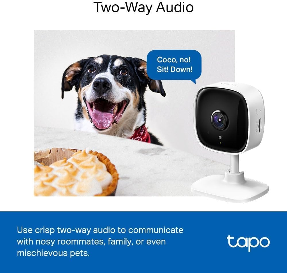Tapo TC60 Indoor Camera House Security Camera, WiFi Camera, No Monthly Fee, AI Detection, Dog Puppy Camera, Baby Camera Monitor, CCTV, 2-way Talk, Advanced Night Vision, Works with Alexa & Google
