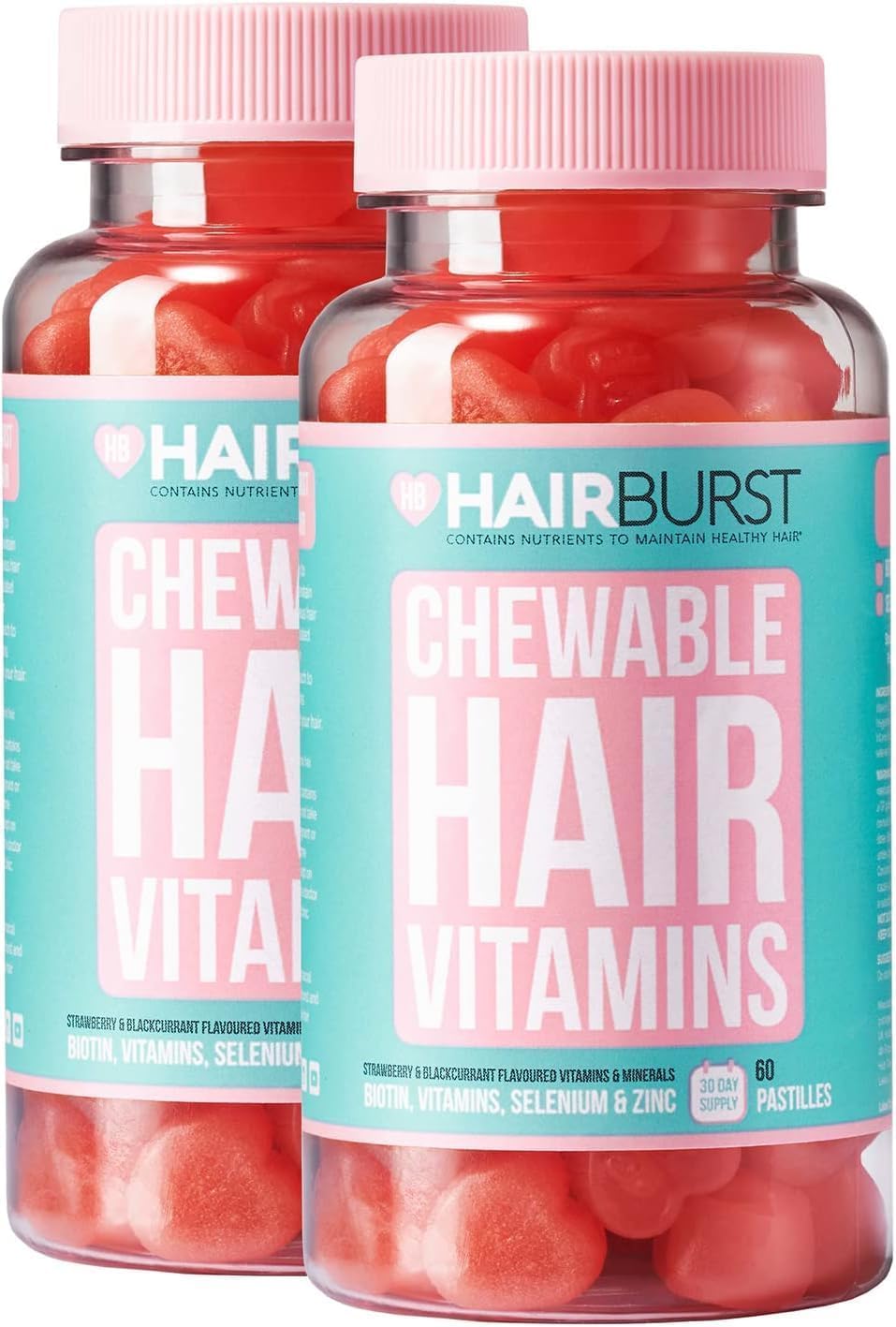 HAIR BURST Biotin Gummies for Hair Growth — Hair, Skin & Nails Vitamin Supplement, Reduces Breakage, Promotes Healthier Thicker- Daily Chewable Vitamins - 1 Month