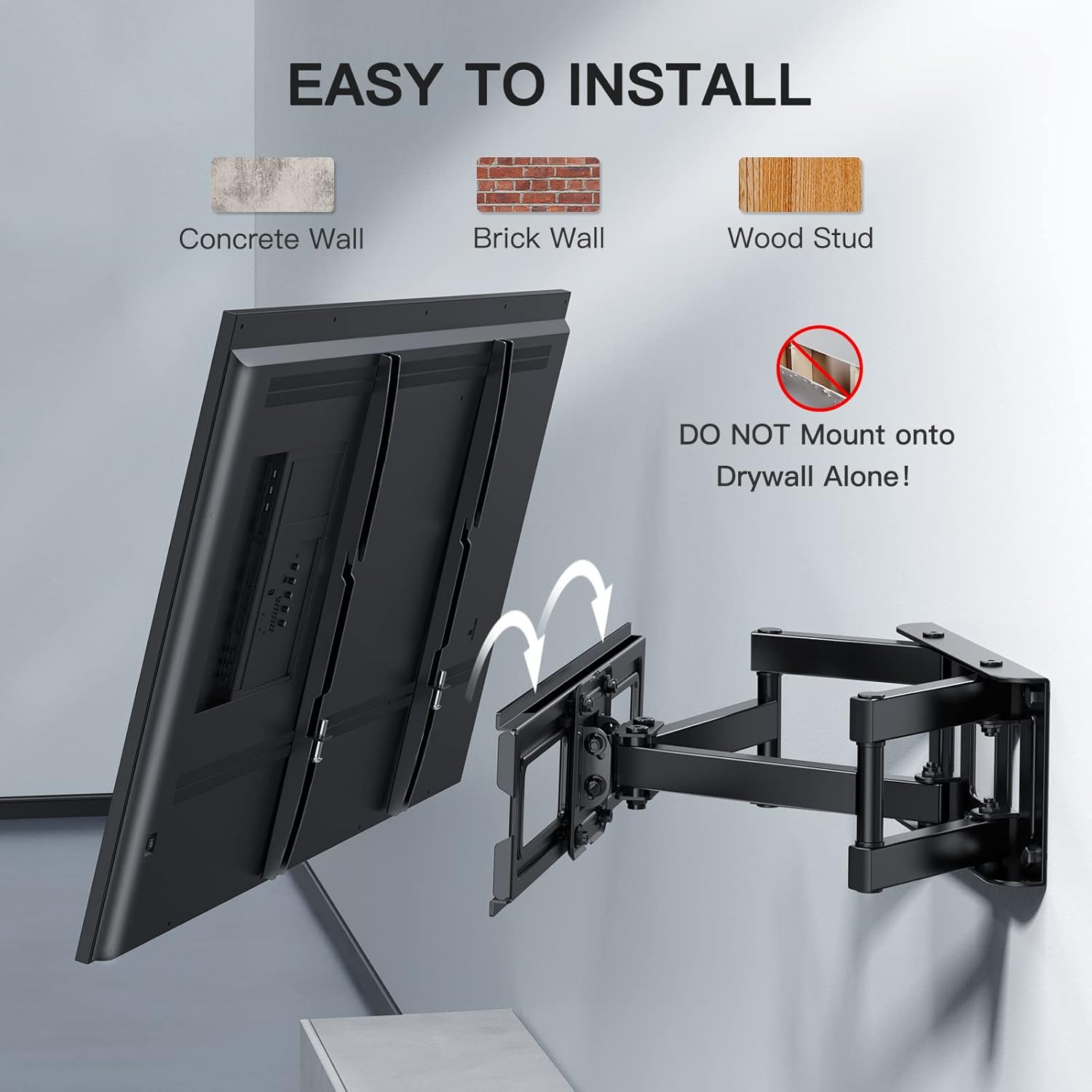 TV Wall Bracket, Swivel Tilt Wall Mount for 26-70 Inch Flat & Curved TVs up to 45kg, TV Bracket Max. VESA 400x400mm