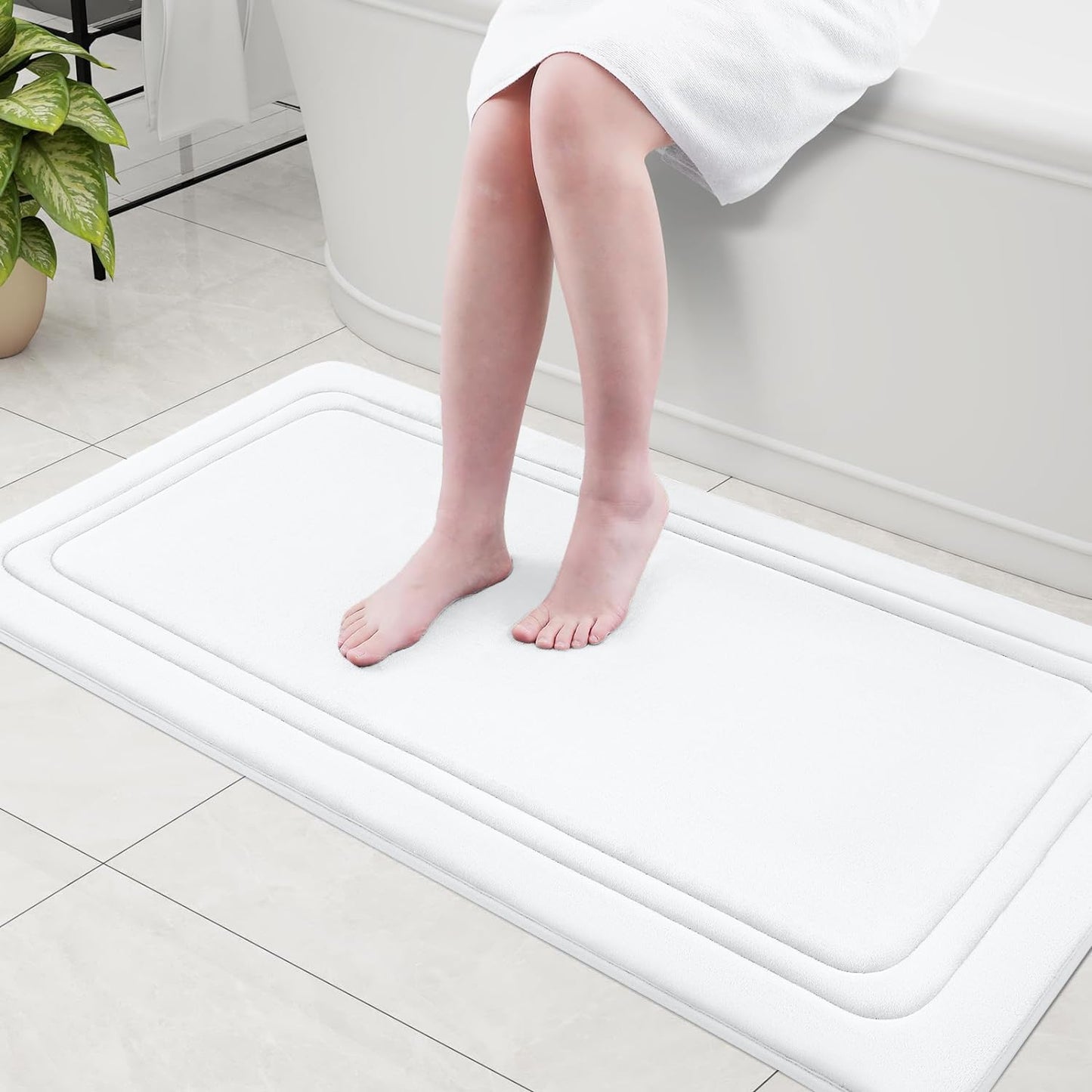 smiry Memory Foam Bath Mat - 40 x 60cm, Non-Slip, Super Absorbent, Comfortable - Machine-Washable Floor Rug, Dark Grey