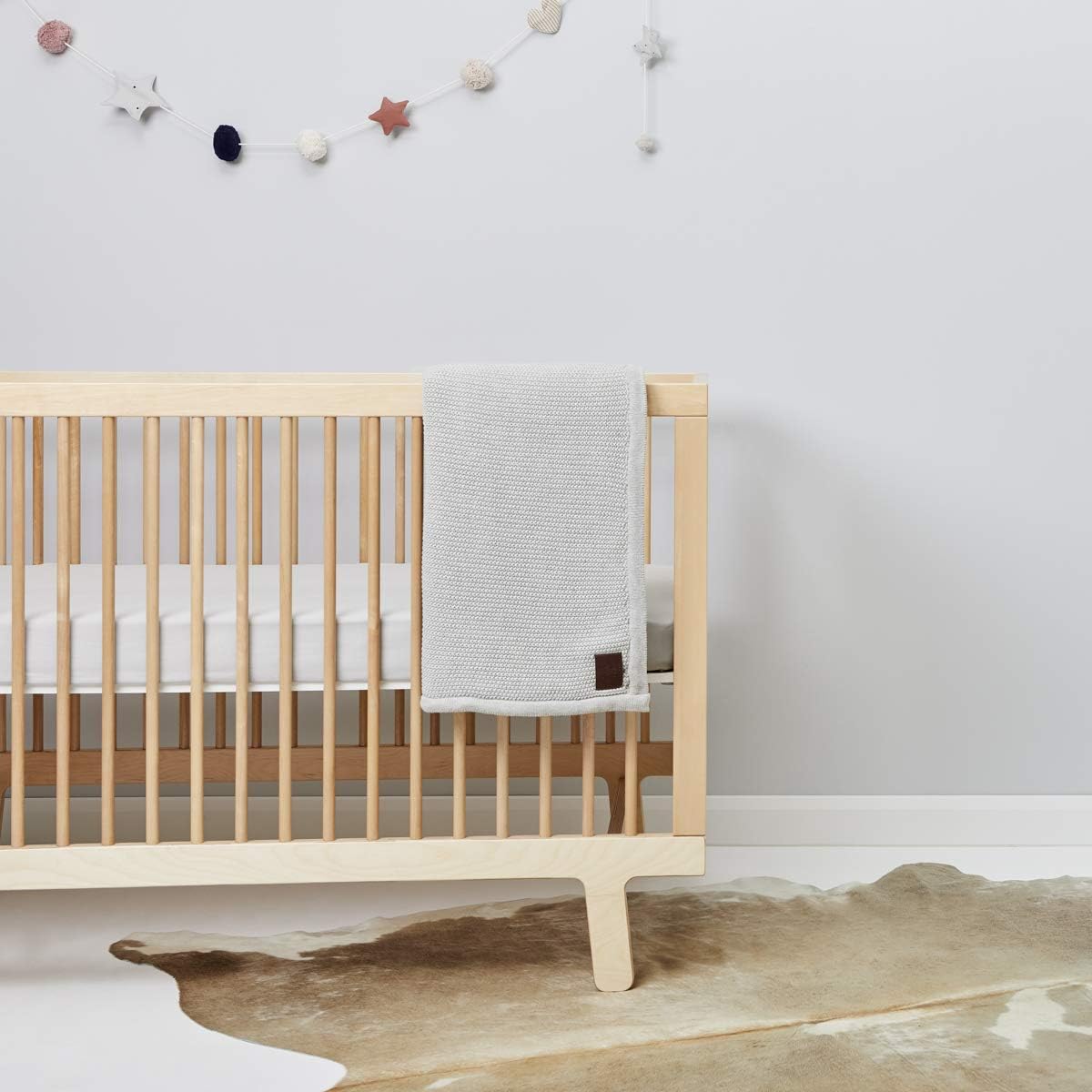 The Little Green Sheep Knitted Fleece Baby Blanket, 80x100cm - Dove